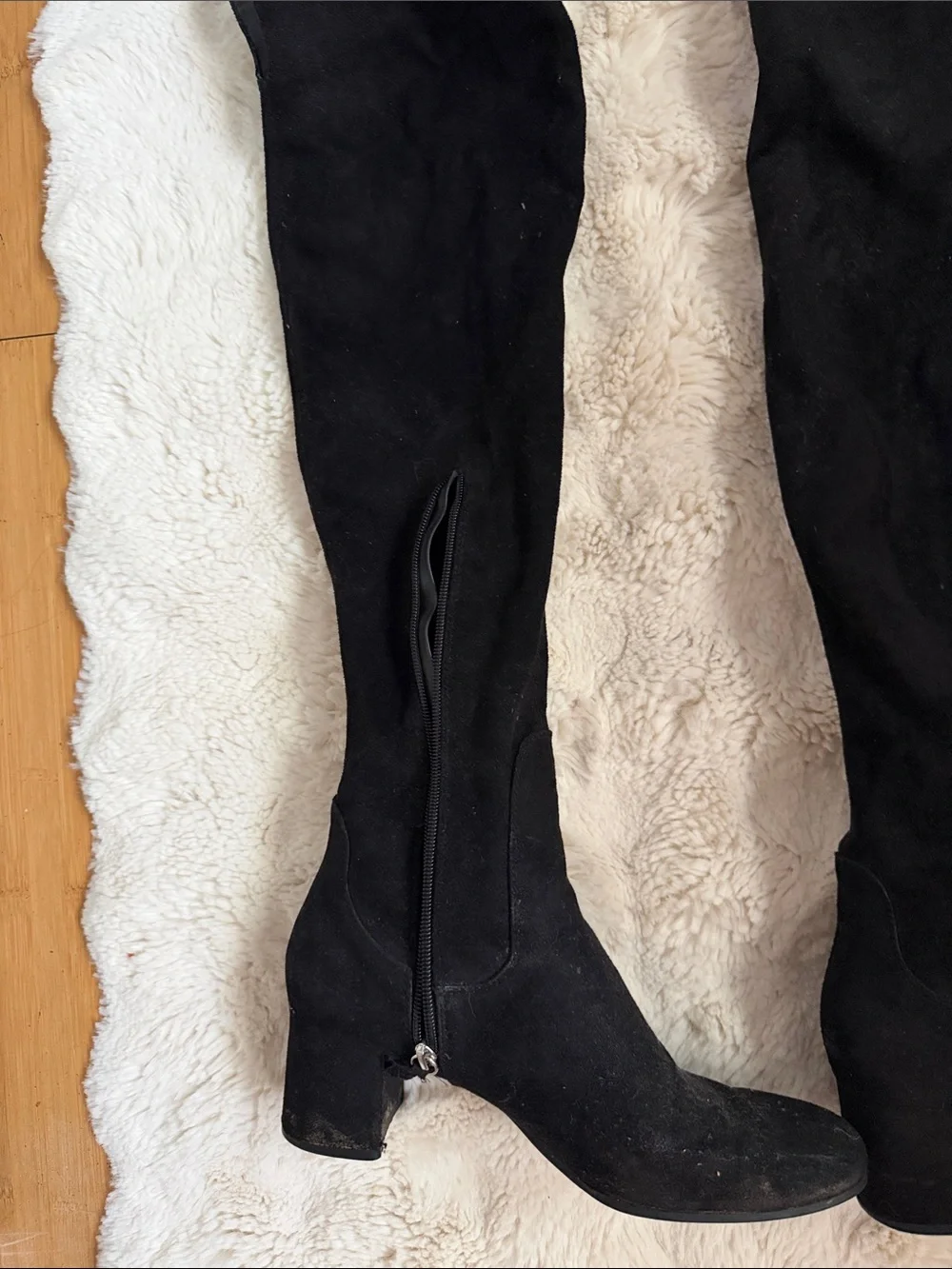 Black Over-the-Knee Block Heel Boots - Women's